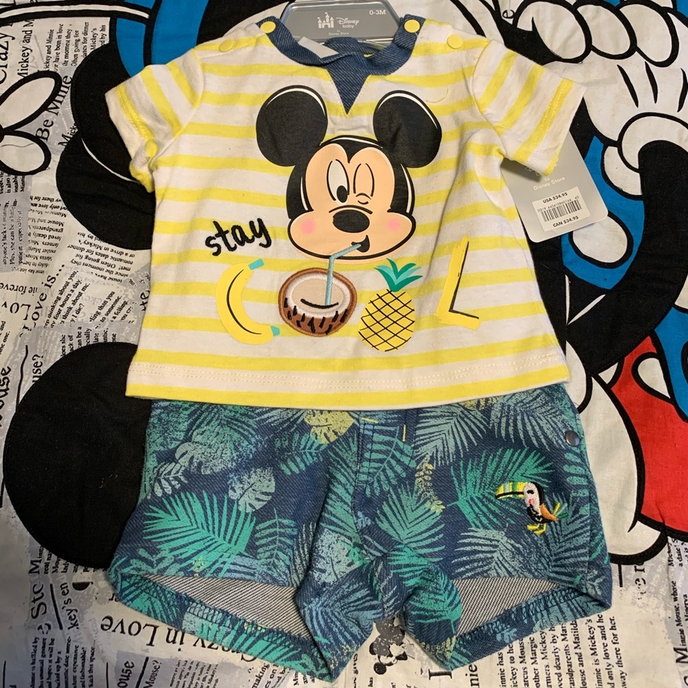 Disney Baby Shirt and Shorts, Swim Shirt and Shoes